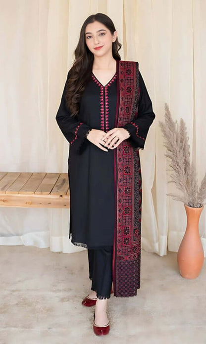 Dhanak 3Pcs Suit with wool shawl