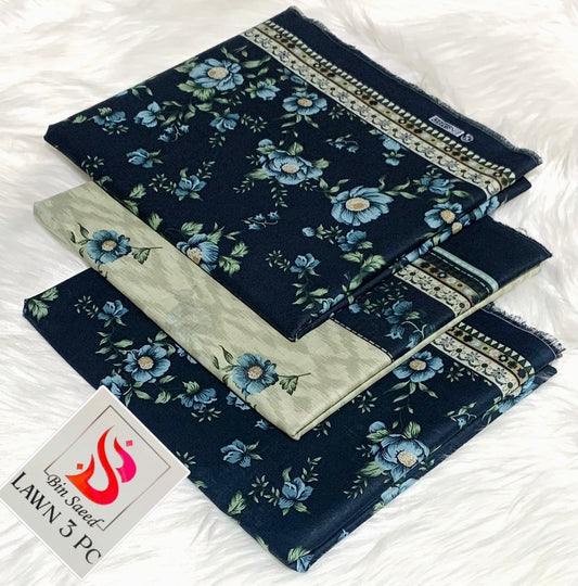 Bin Saeed Lawn 3Pcs (100% Original)