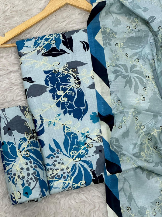 Unstitched Khaddar 3 Piece Digital Printed Dress ( Most trending Orignal Branded )