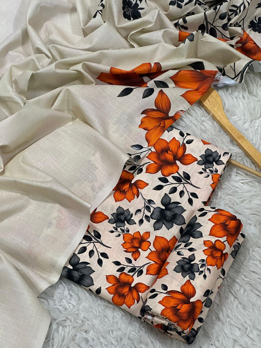 Unstitched Khaddar 3 Piece Digital Printed Dress ( Most trending Orignal Branded )