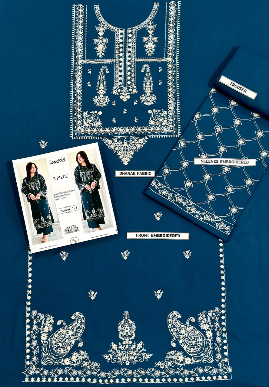 2 Piece - Unstitched Dhanak Stuff Full Embroidered Suit - Winter collection 2026