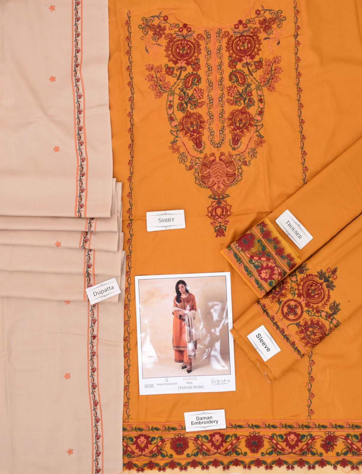 Premium Dhanak 3p Embroidered