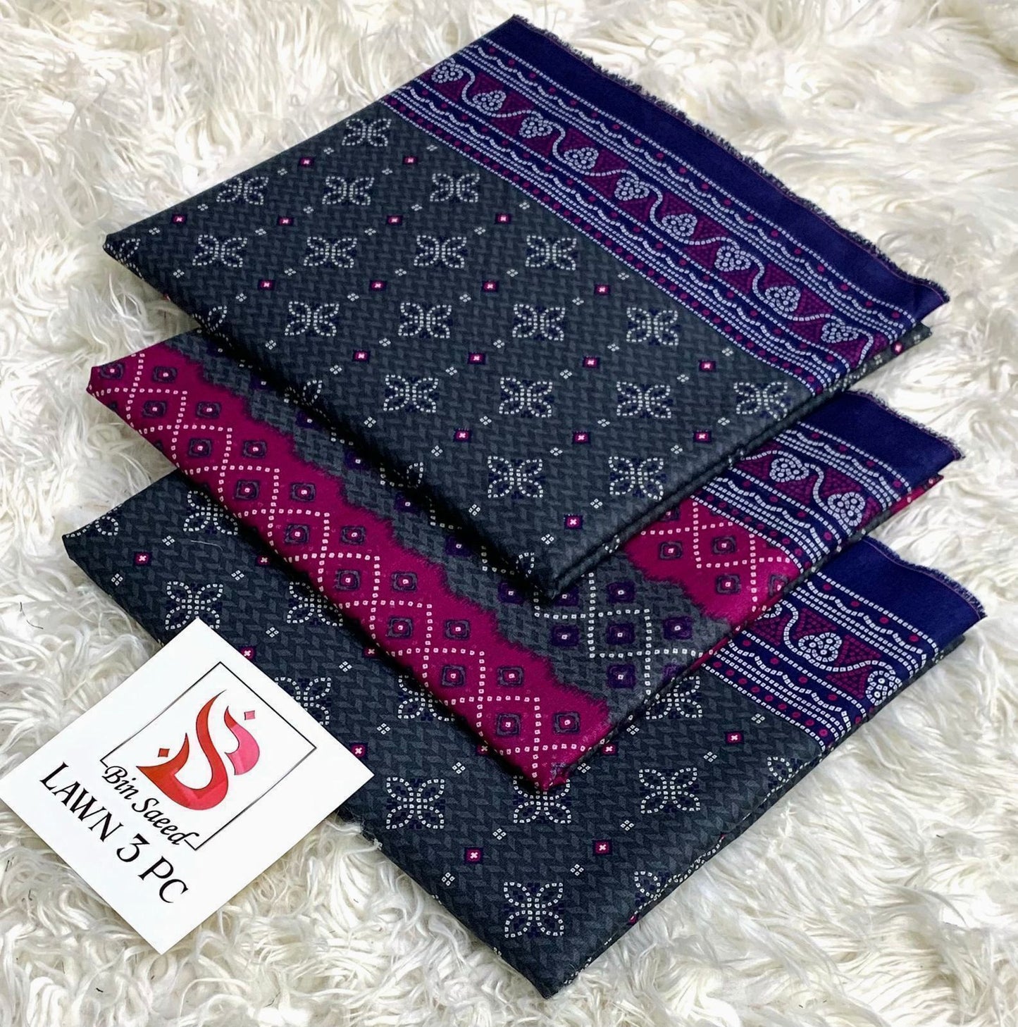 Bin Saeed Lawn 3Pcs (100% Original)