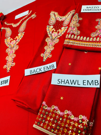 Fancy Dhanak 3p with wool shawl