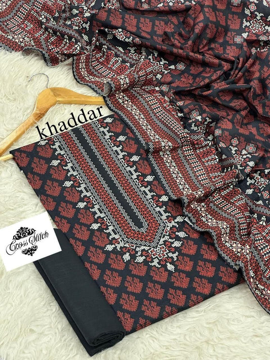 Unstitched Khaddar 3 Piece Digital Printed Dress ( Most trending Orignal Branded )