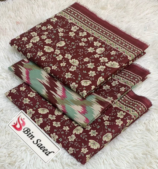 Bin Saeed Lawn 3Pcs (100% Original)