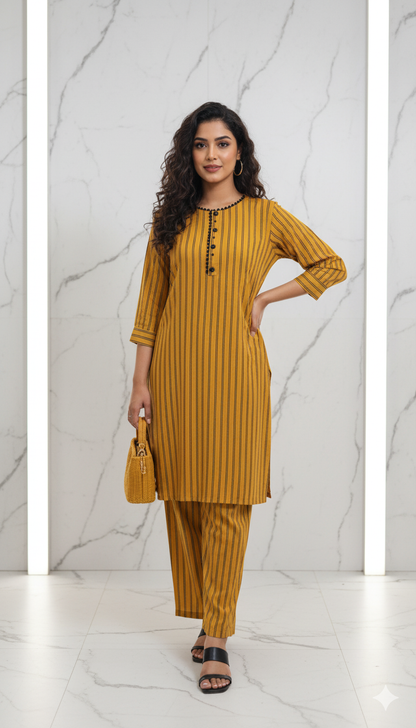 Stitched stone Linen 2p shirt and trousers