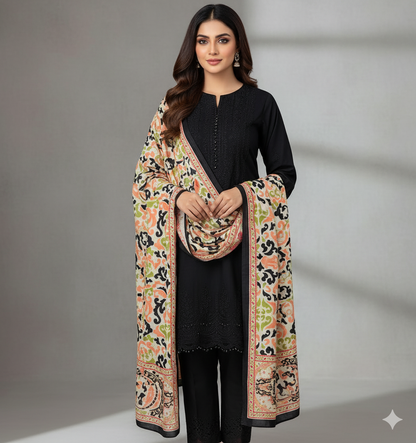 Dhanak 3p with wool shawl Daman chicken kari