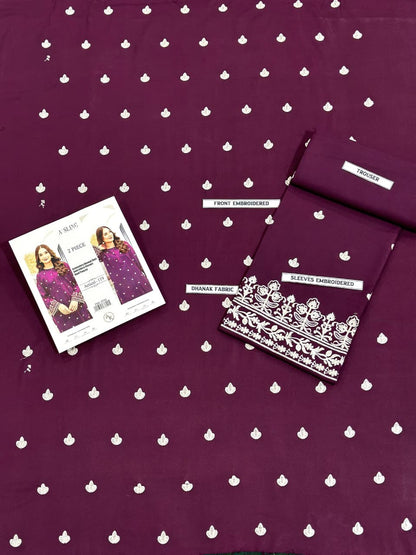 2 Piece - Unstitched Dhanak Stuff Full Embroidered Suit - Winter collection 2026