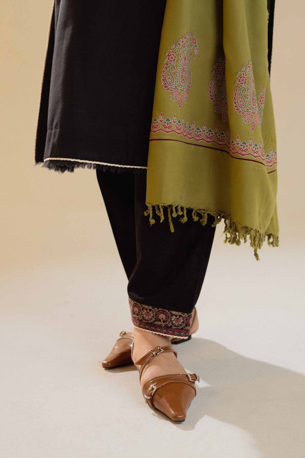 Fancy 3p Dhanak with wool shawl