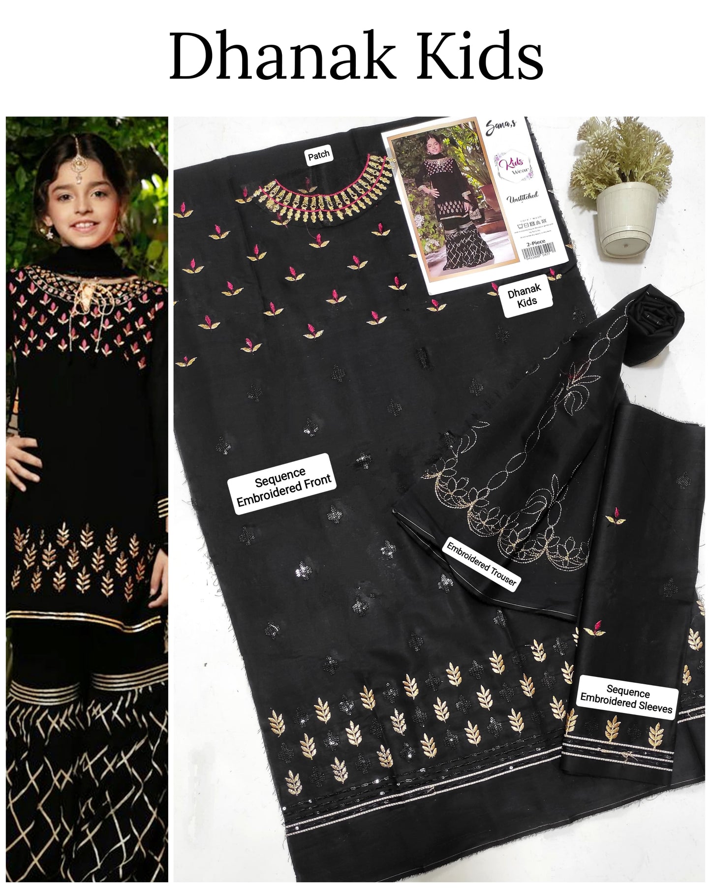 Unstitched Dhanak 2p embroidered