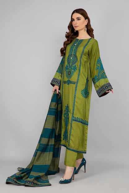 Maria B - 3PC LAWN EMBROIDERED SHIRT WITH MANAAR PRINTED DUPATTA AND TROUSER