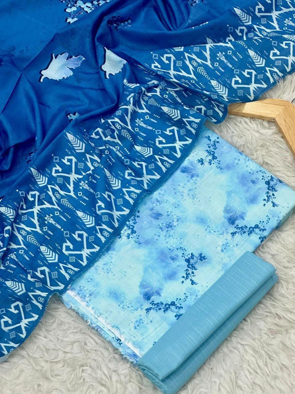 Unstitched Khaddar 3 Piece Digital Printed Dress ( Most trending Orignal Branded )