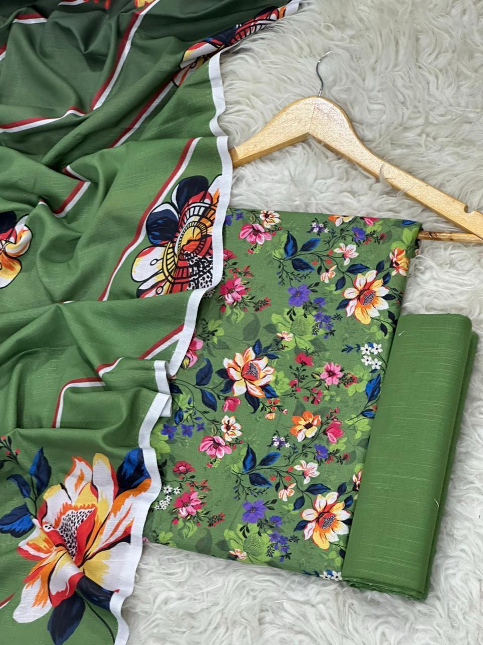 Unstitched Khaddar 3 Piece Digital Printed Dress ( Most trending Orignal Branded )