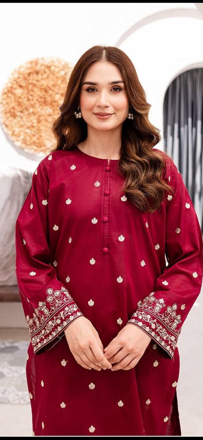 2 Piece - Unstitched Dhanak Stuff Full Embroidered Suit - Winter collection 2026