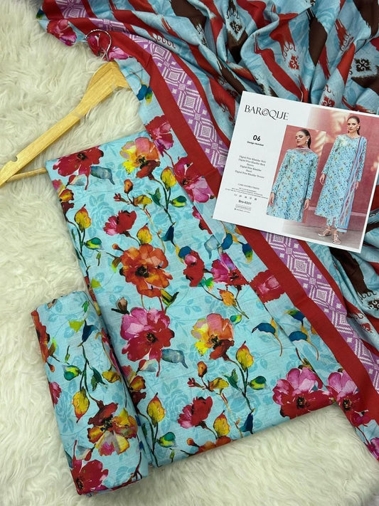 Unstitched Khaddar 3 Piece Digital Printed Dress ( Most trending Orignal Branded )