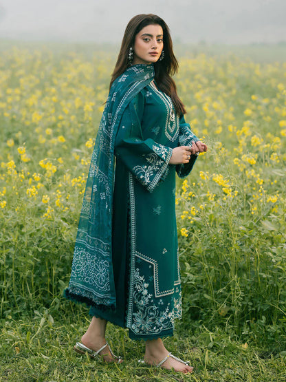 IZEL - 3PC LAWN EMBROIDERED SHIRT WITH MANAAR PRINTED DUPATTA AND TROUSER