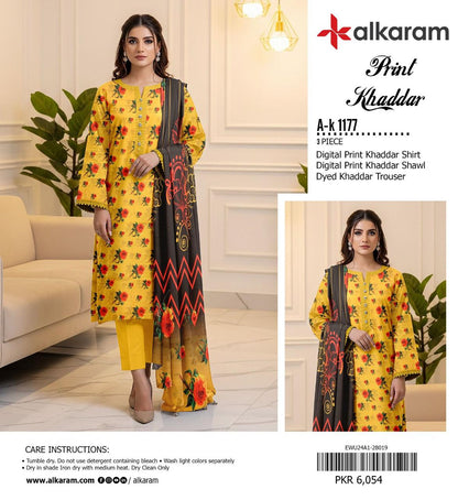 Unstitched Khaddar 3 Piece Digital Printed Dress ( Most trending Orignal Branded )