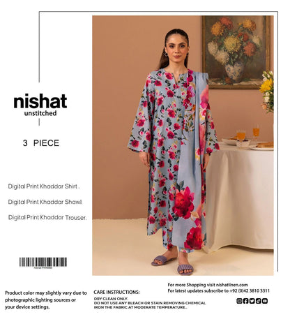 Unstitched Khaddar 3 Piece Digital Printed Dress ( Most trending Orignal Branded )