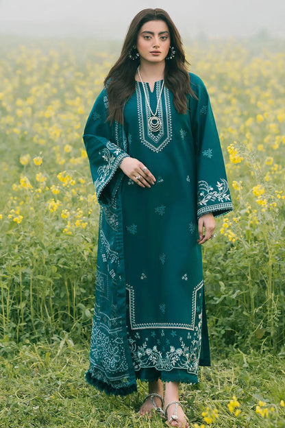 IZEL - 3PC LAWN EMBROIDERED SHIRT WITH MANAAR PRINTED DUPATTA AND TROUSER