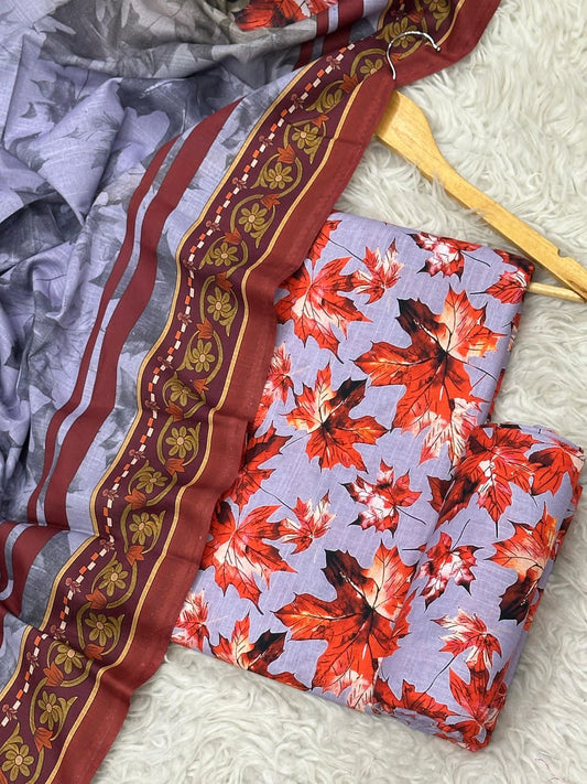 Unstitched Khaddar 3 Piece Digital Printed Dress ( Most trending Orignal Branded )