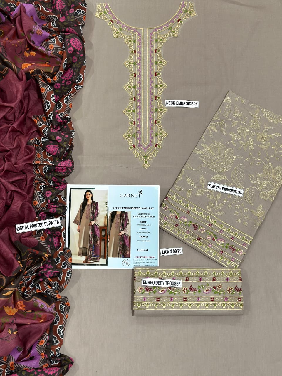 Garnet 3p Lawn Suit 2026