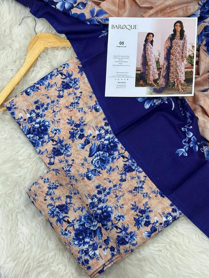 Unstitched Khaddar 3 Piece Digital Printed Dress ( Most trending Orignal Branded )