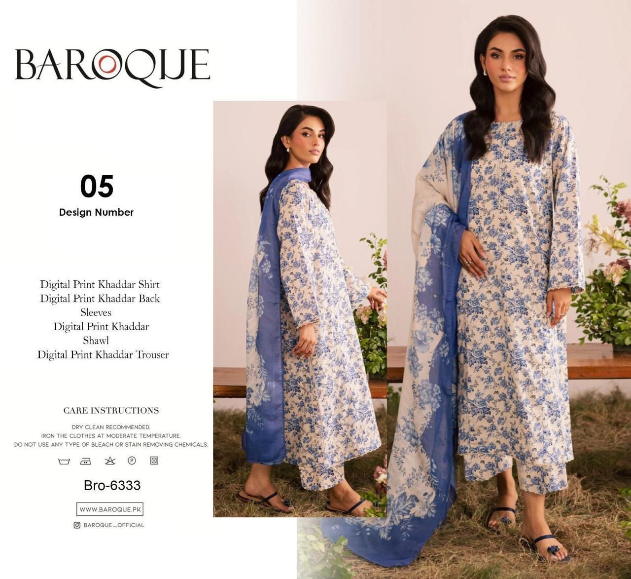 Unstitched Khaddar 3 Piece Digital Printed Dress ( Most trending Orignal Branded )