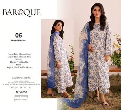 Unstitched Khaddar 3 Piece Digital Printed Dress ( Most trending Orignal Branded )