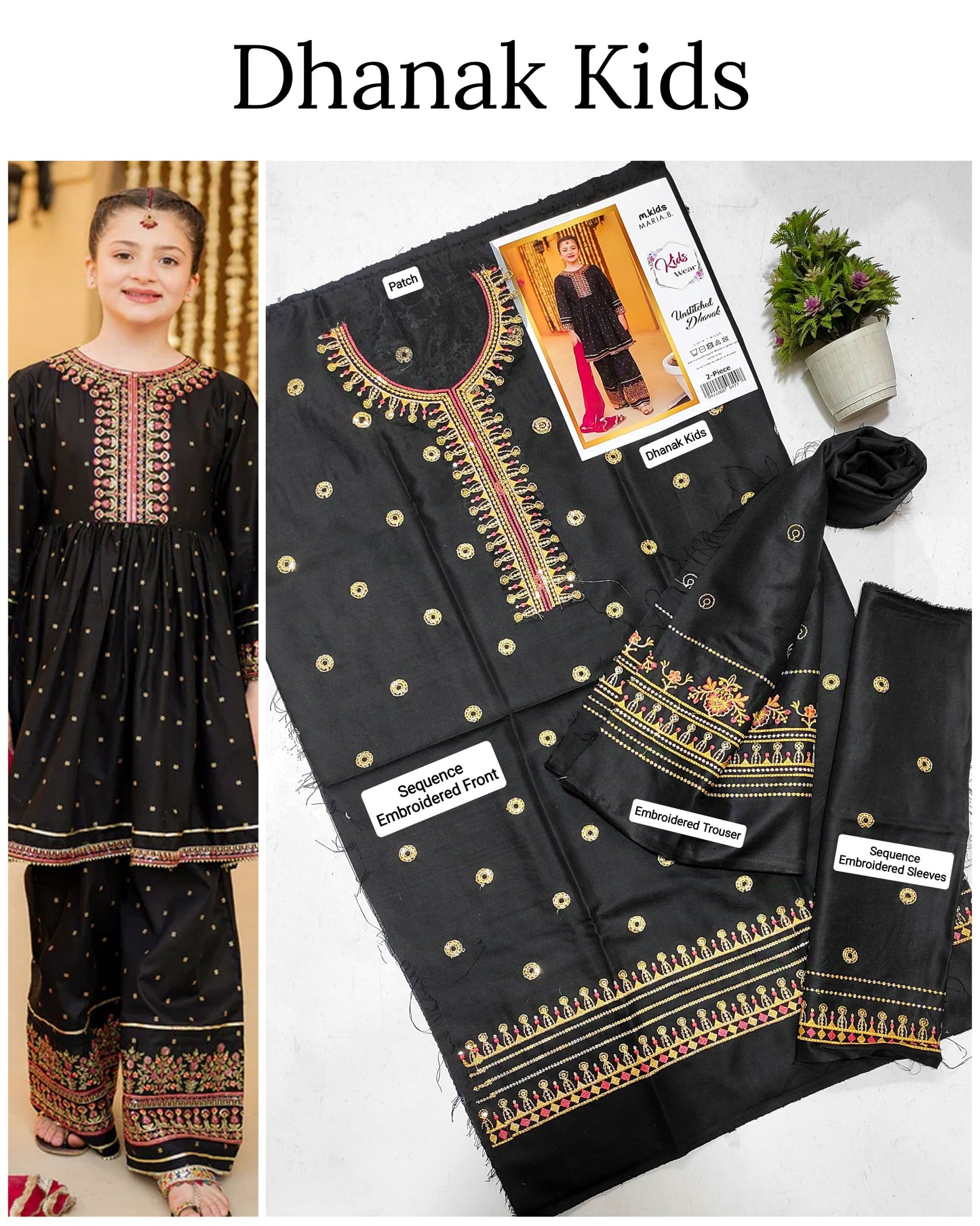 Unstitched Dhanak 2p embroidered