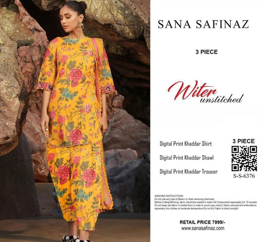 Unstitched Khaddar 3 Piece Digital Printed Dress ( Most trending Orignal Branded )