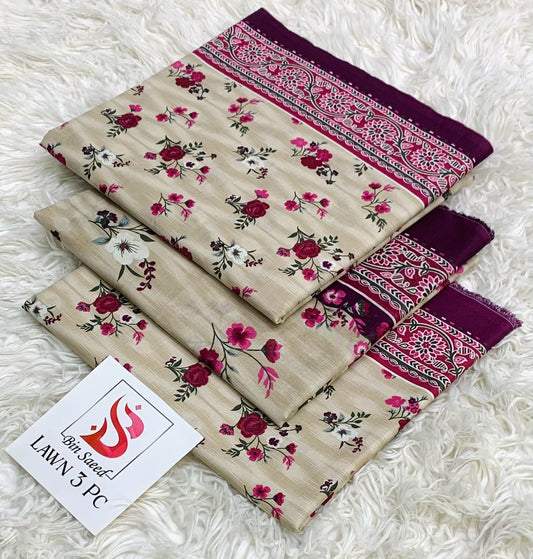 Bin Saeed Lawn 3Pcs (100% Original)