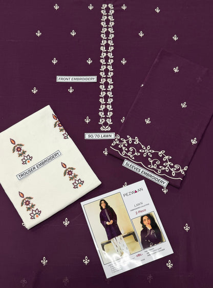 Premium Embroidered Lawn 2PC Collection | Pezwaan