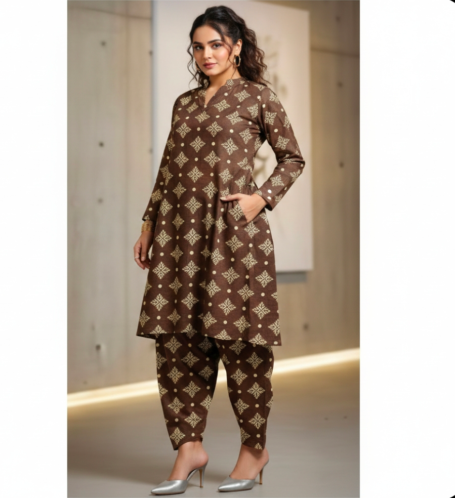Luxury Branded Khaddar 2-Piece | Premium Winter Fabric
