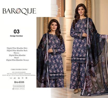 Unstitched Khaddar 3 Piece Digital Printed Dress ( Most trending Orignal Branded )