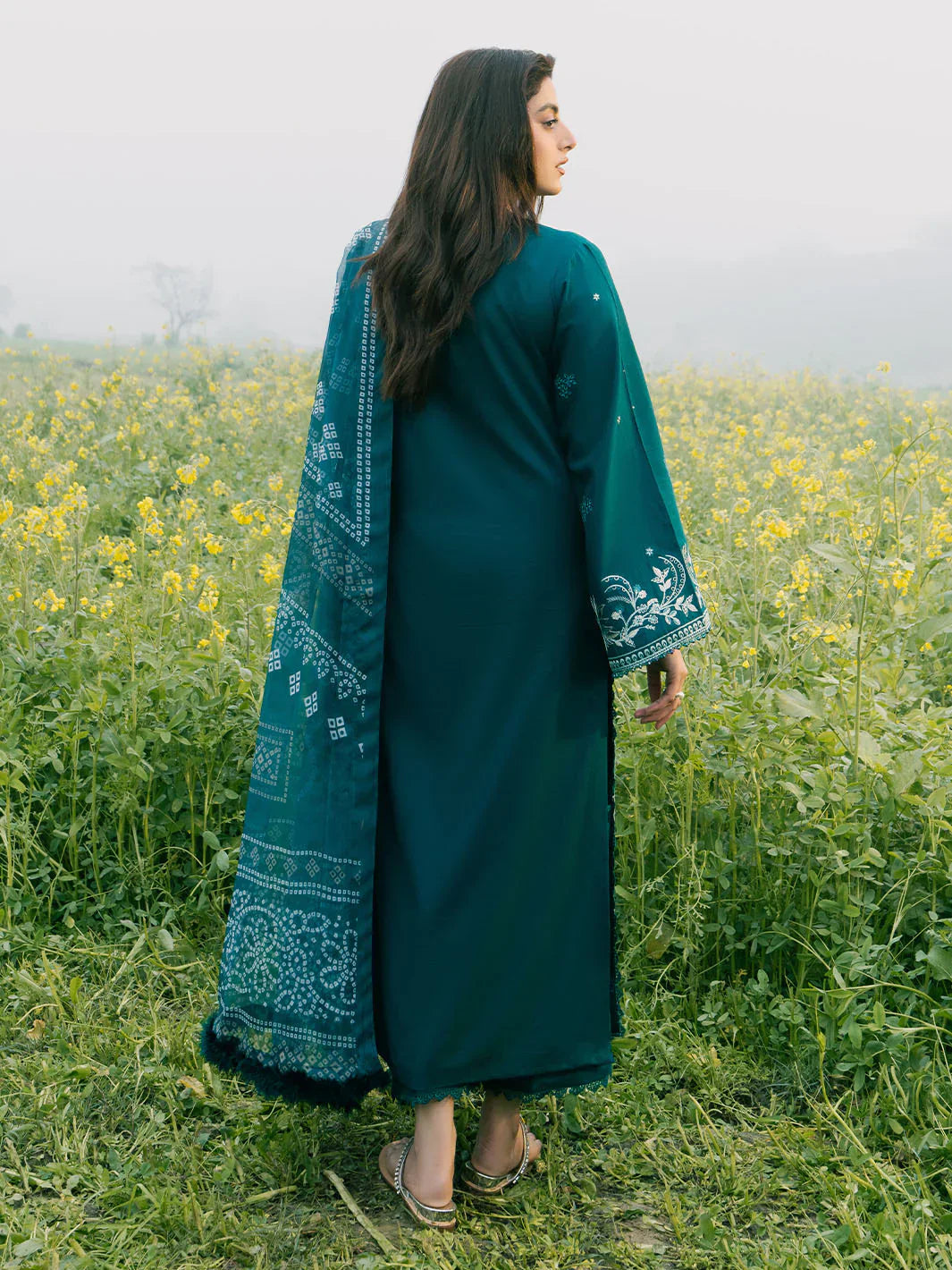 IZEL - 3PC LAWN EMBROIDERED SHIRT WITH MANAAR PRINTED DUPATTA AND TROUSER