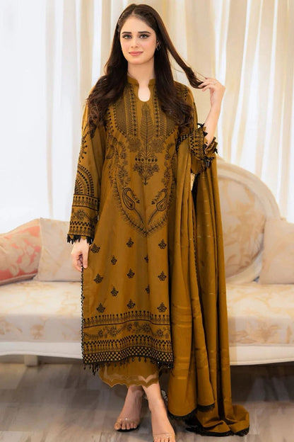 3 Piece - Unstitched Dhanak Stuff Full Embroidered Suit - Winter collection 2026