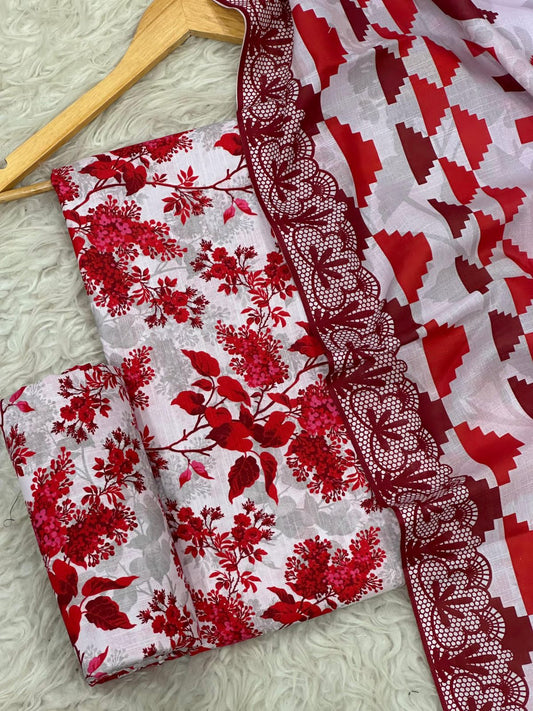 Unstitched Khaddar 3 Piece Digital Printed Dress ( Most trending Orignal Branded )