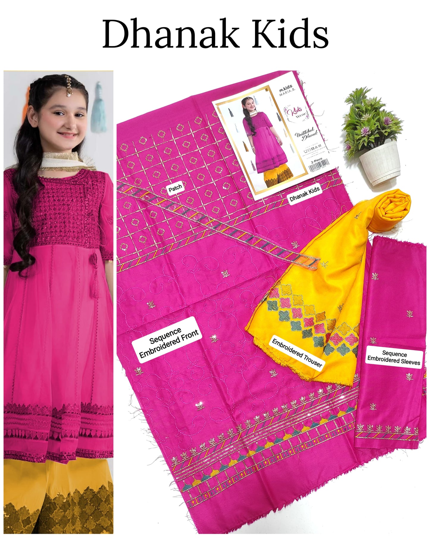 Unstitched Dhanak 2p embroidered