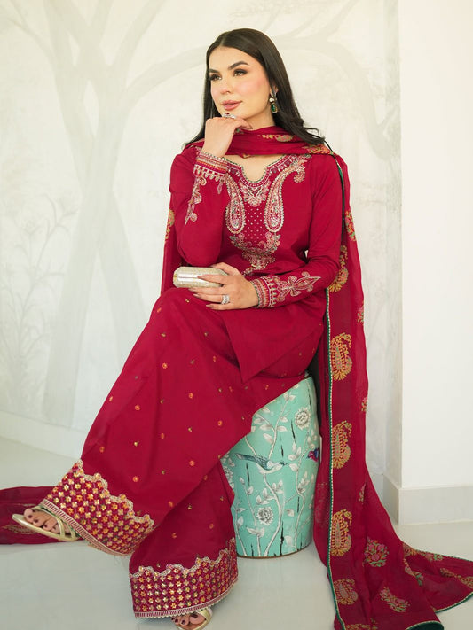 Fancy Dhanak 3p with wool shawl