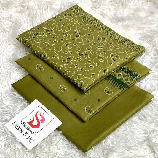 Bin Saeed Lawn 3Pcs (100% Original)