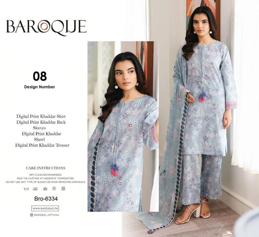 Unstitched Khaddar 3 Piece Digital Printed Dress ( Most trending Orignal Branded )