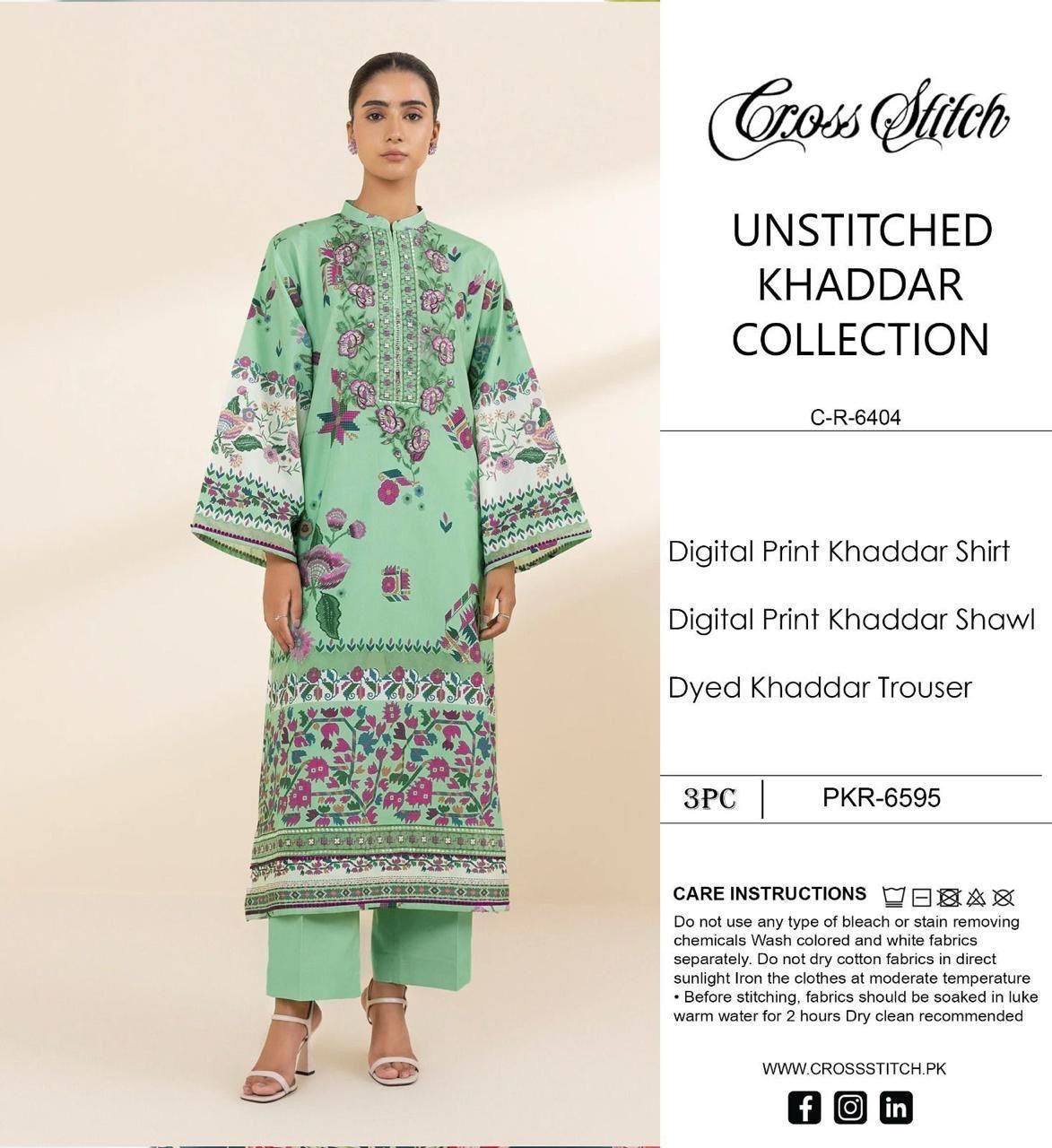 Unstitched Khaddar 3 Piece Digital Printed Dress ( Most trending Orignal Branded )