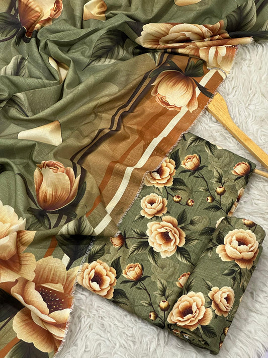 Unstitched Khaddar 3 Piece Digital Printed Dress ( Most trending Orignal Branded )