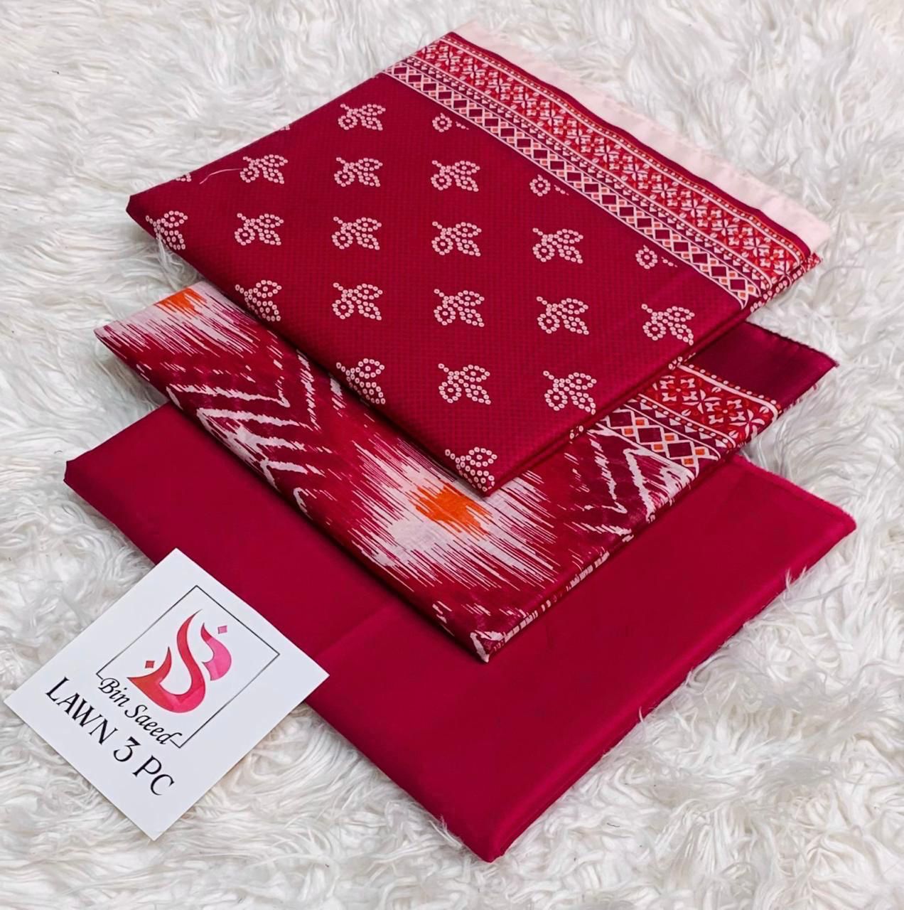 Bin Saeed Lawn 3Pcs (100% Original)