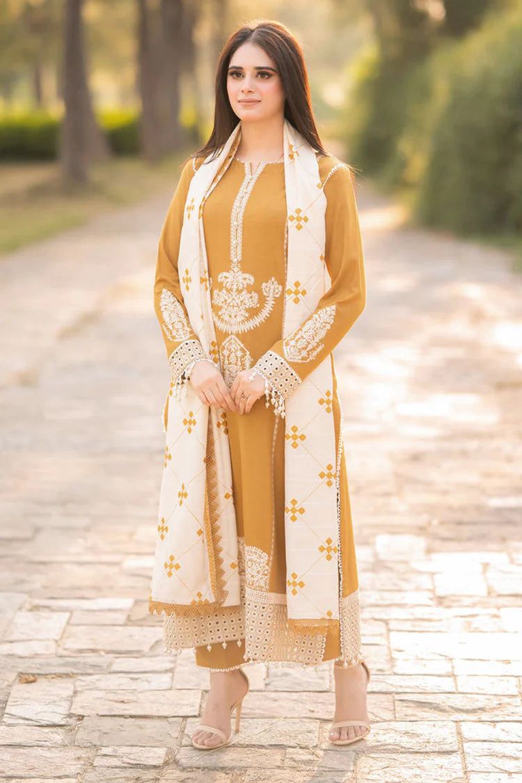 3 Piece - Unstitched Dhanak Stuff Full Embroidered Suit - Winter collection 2026
