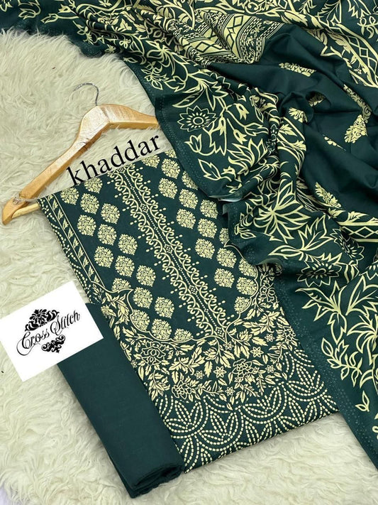 Unstitched Khaddar 3 Piece Digital Printed Dress ( Most trending Orignal Branded )