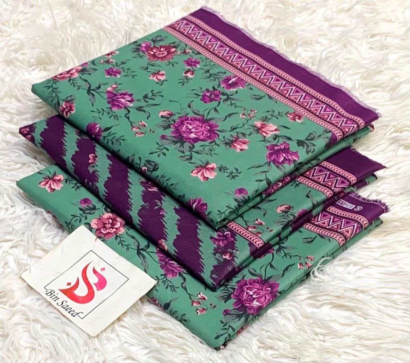 Bin Saeed Lawn 3Pcs (100% Original)