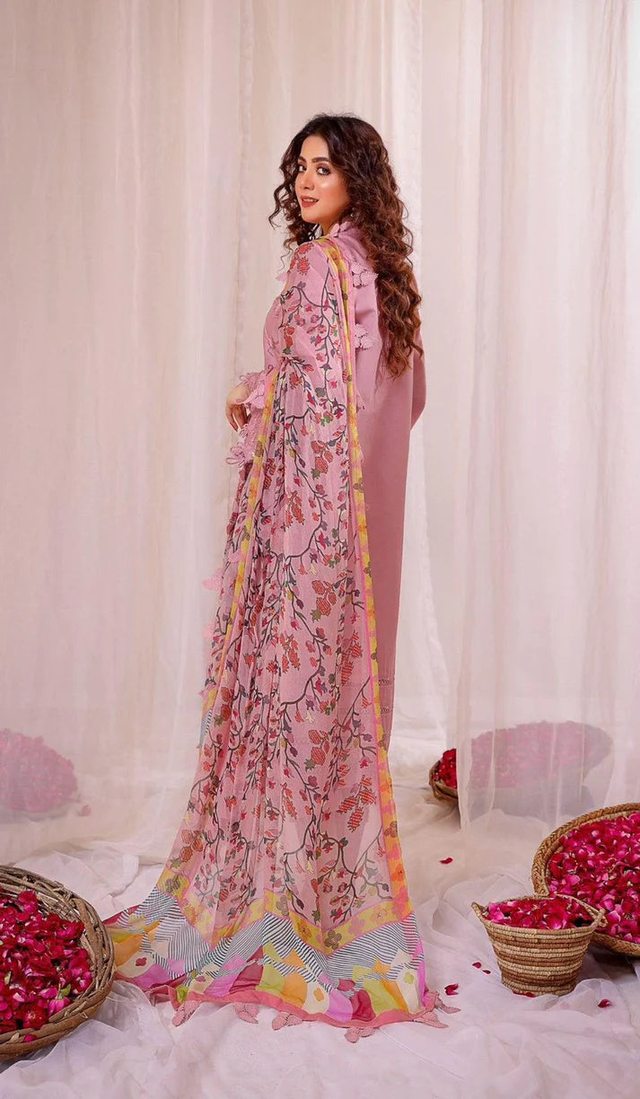 Bareeze - 3PC LAWN EMBROIDERED SHIRT WITH MANAAR PRINTED DUPATTA AND TROUSER