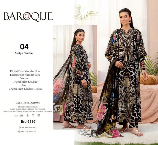 Unstitched Khaddar 3 Piece Digital Printed Dress ( Most trending Orignal Branded )